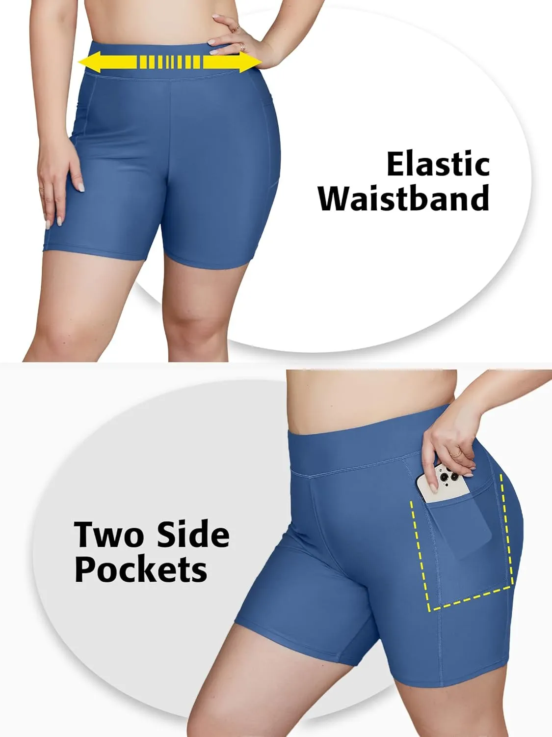 ATTRACO Womens Plus Size Swim Shorts High Waisted Swimsuit Shorts Boyleg Swim Bottoms