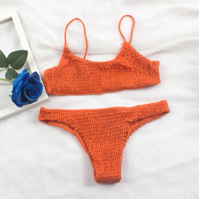 Bandage Solid Padded Swimsuit Bikinis Women Swimsuits Sexy Thong Bikini Set Biquini Bathing Suit Swimwear Women 313p