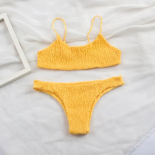 Bandage Solid Padded Swimsuit Bikinis Women Swimsuits Sexy Thong Bikini Set Biquini Bathing Suit Swimwear Women 313p
