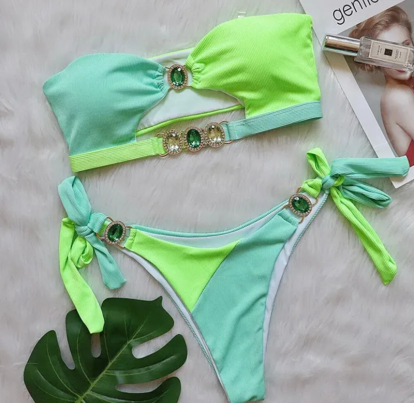 Bandeau Tie Up Jewel Bikini