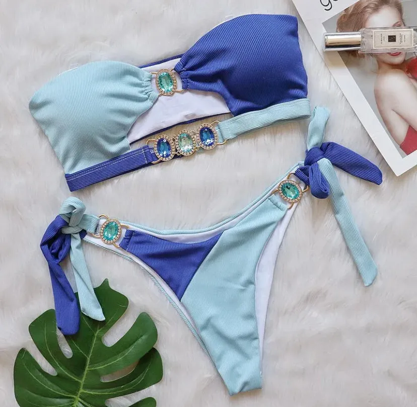 Bandeau Tie Up Jewel Bikini