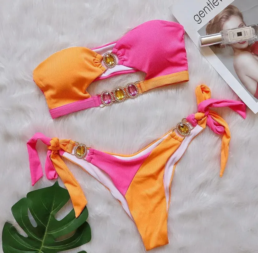 Bandeau Tie Up Jewel Bikini