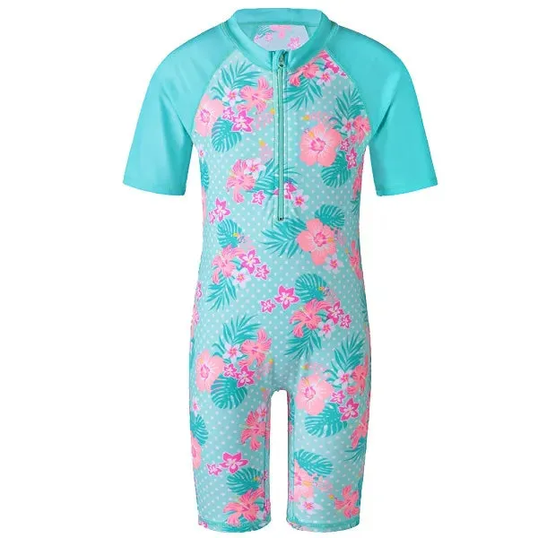 BAOHULU 1-11 Yrs Kids Swimwear Girls Short Sleeve Swimsuit One Piece UPF50  Rash Guard Baby Girl Swimwear Children Surf Suit