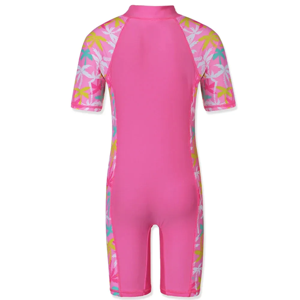BAOHULU 1-11 Yrs Kids Swimwear Girls Short Sleeve Swimsuit One Piece UPF50  Rash Guard Baby Girl Swimwear Children Surf Suit
