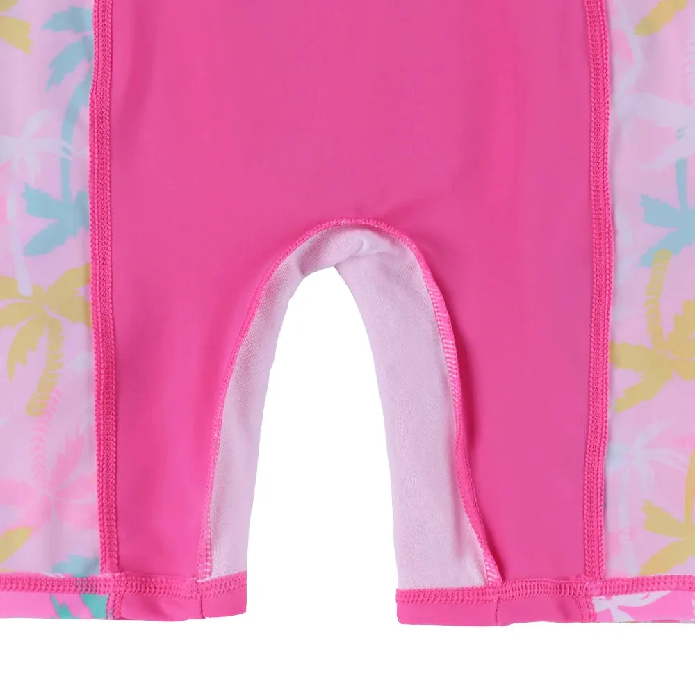 BAOHULU 1-11 Yrs Kids Swimwear Girls Short Sleeve Swimsuit One Piece UPF50  Rash Guard Baby Girl Swimwear Children Surf Suit