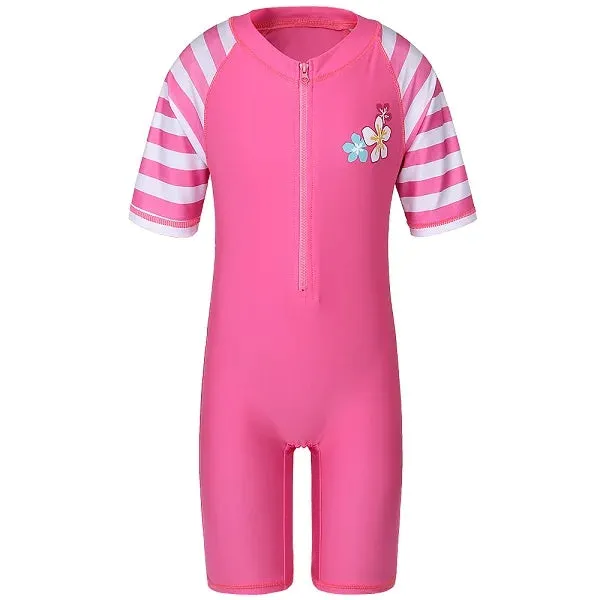 BAOHULU 1-11 Yrs Kids Swimwear Girls Short Sleeve Swimsuit One Piece UPF50  Rash Guard Baby Girl Swimwear Children Surf Suit