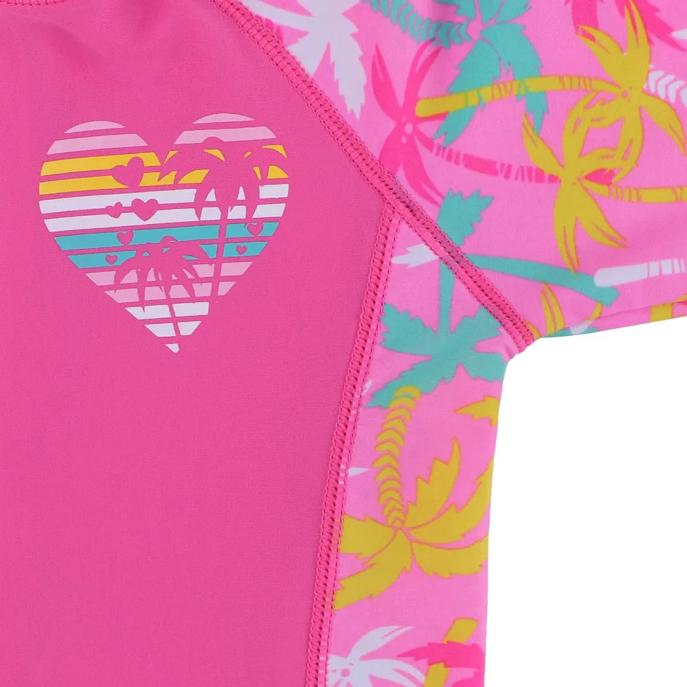 BAOHULU 1-11 Yrs Kids Swimwear Girls Short Sleeve Swimsuit One Piece UPF50  Rash Guard Baby Girl Swimwear Children Surf Suit