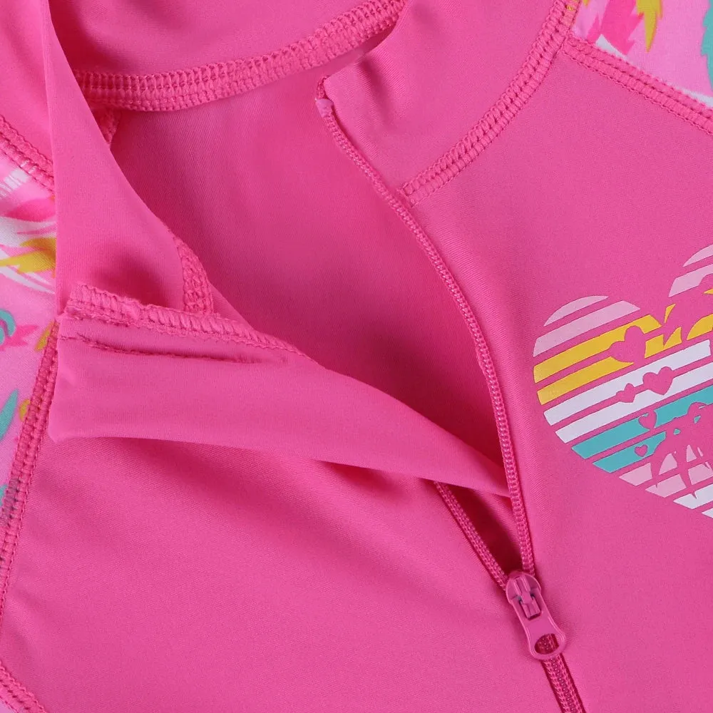BAOHULU 1-11 Yrs Kids Swimwear Girls Short Sleeve Swimsuit One Piece UPF50  Rash Guard Baby Girl Swimwear Children Surf Suit