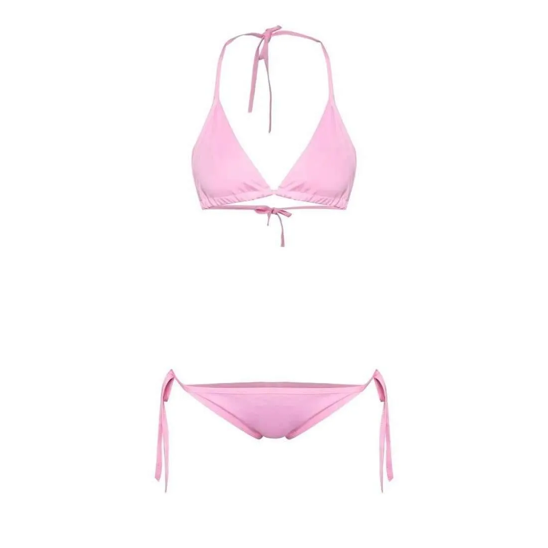 Basic Triangle String Bikini Set in Pink