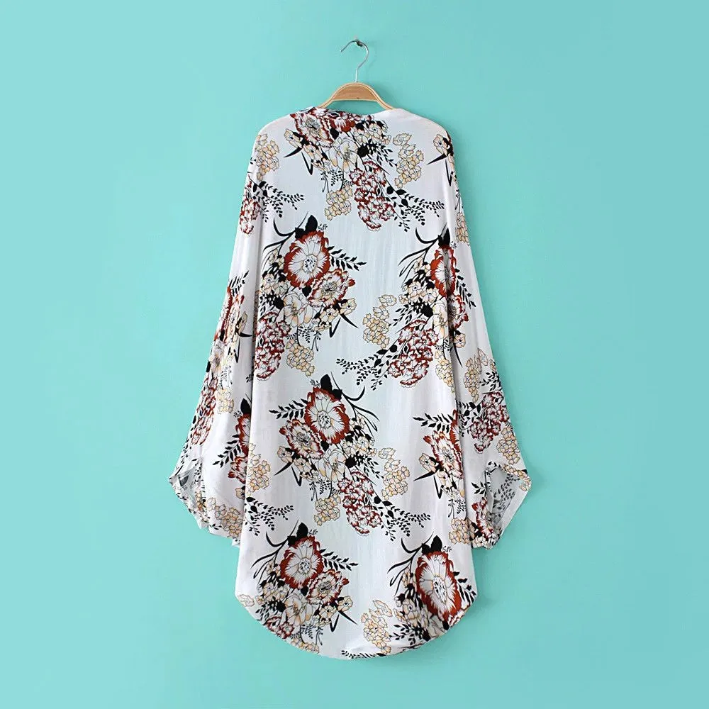 Batwing Shawl Long Sleeve Beach Cover Up Dress