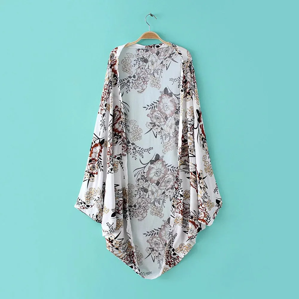 Batwing Shawl Long Sleeve Beach Cover Up Dress