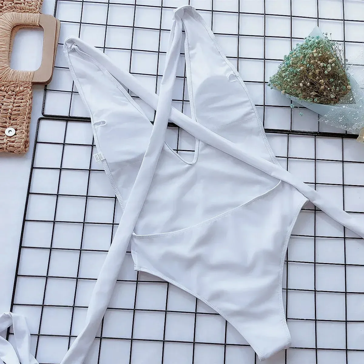 Beach Babe Essential Women's Strappy Plunging One-Piece Swimsuit