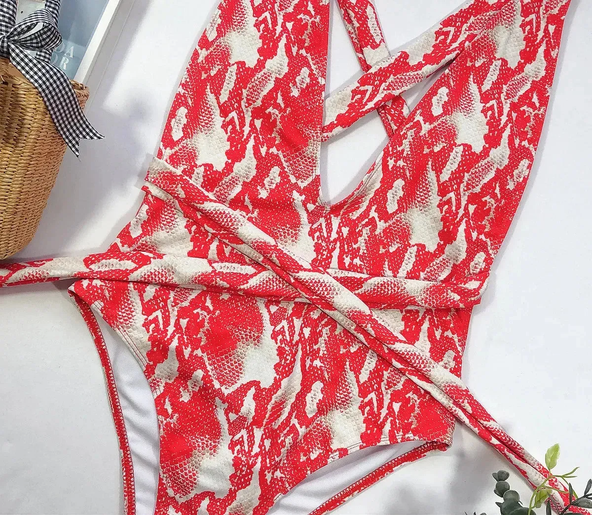 Beach Babe Essential Women's Strappy Plunging One-Piece Swimsuit