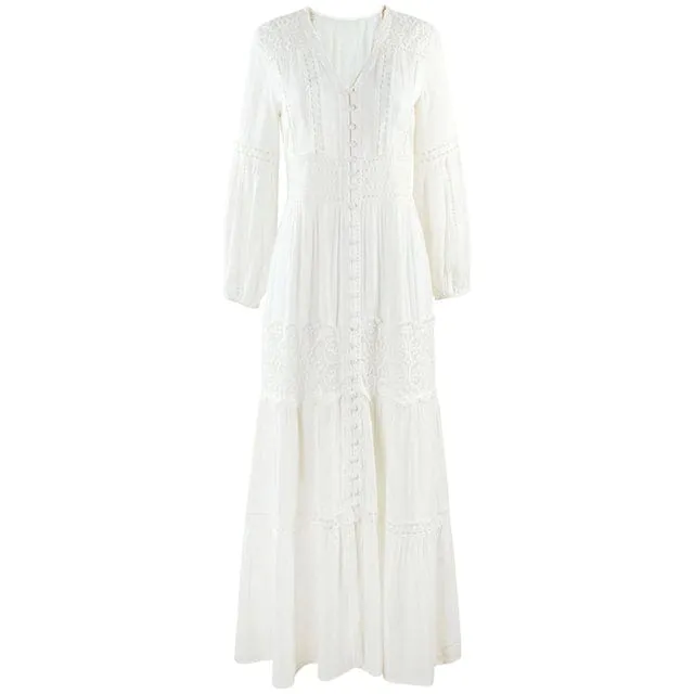 Beach Cotton Patchwork Lace Dresses