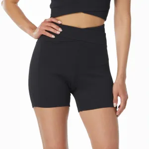 BEACH HOUSE Sport Karma Ribbed High Waisted Shorts  UPF 50  Biker Swim Bottoms with Crossover Waistband