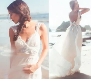 Beach Wedding Dresses Bridal Gown with Bowknot
