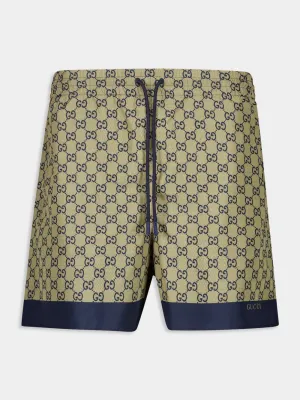 Beige GG Printed Tech Swim Shorts