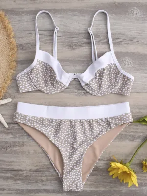 Beige V-Neck Backless Bikinis