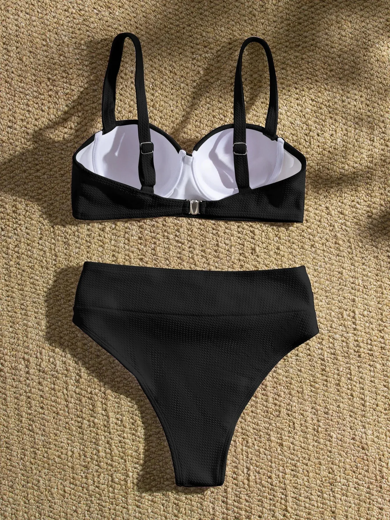 Belted One-Piece Swimsuit with Push-Up Underwire Support