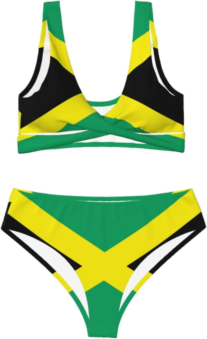 Bikini Set for Women Two Piece Swimsuit Print Sexy High Waisted Swimwear V Neck Cheeky Bathing Suit