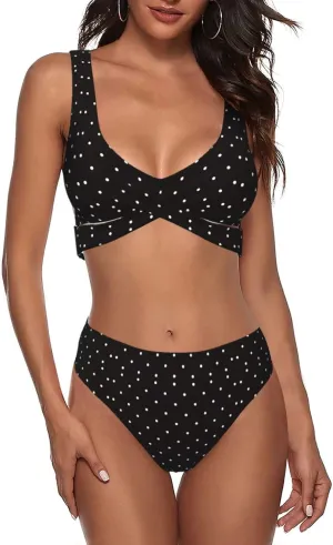 Bikini Set for Women Two Piece Swimsuit Print Sexy High Waisted Swimwear V Neck Cheeky Bathing Suit