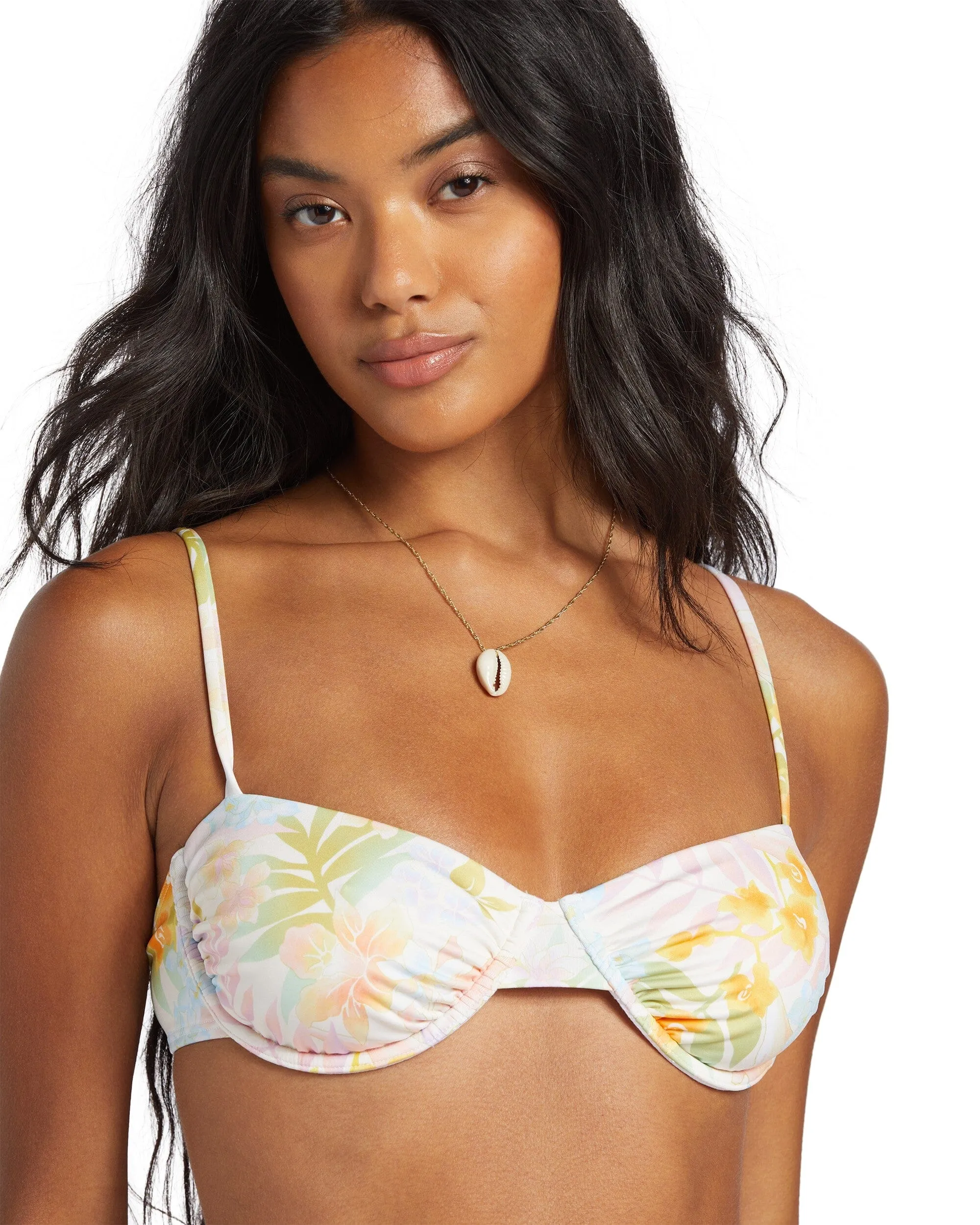 BILLABONG Women's Peaceful Palms Ruched Underwire Bikini Top Multi