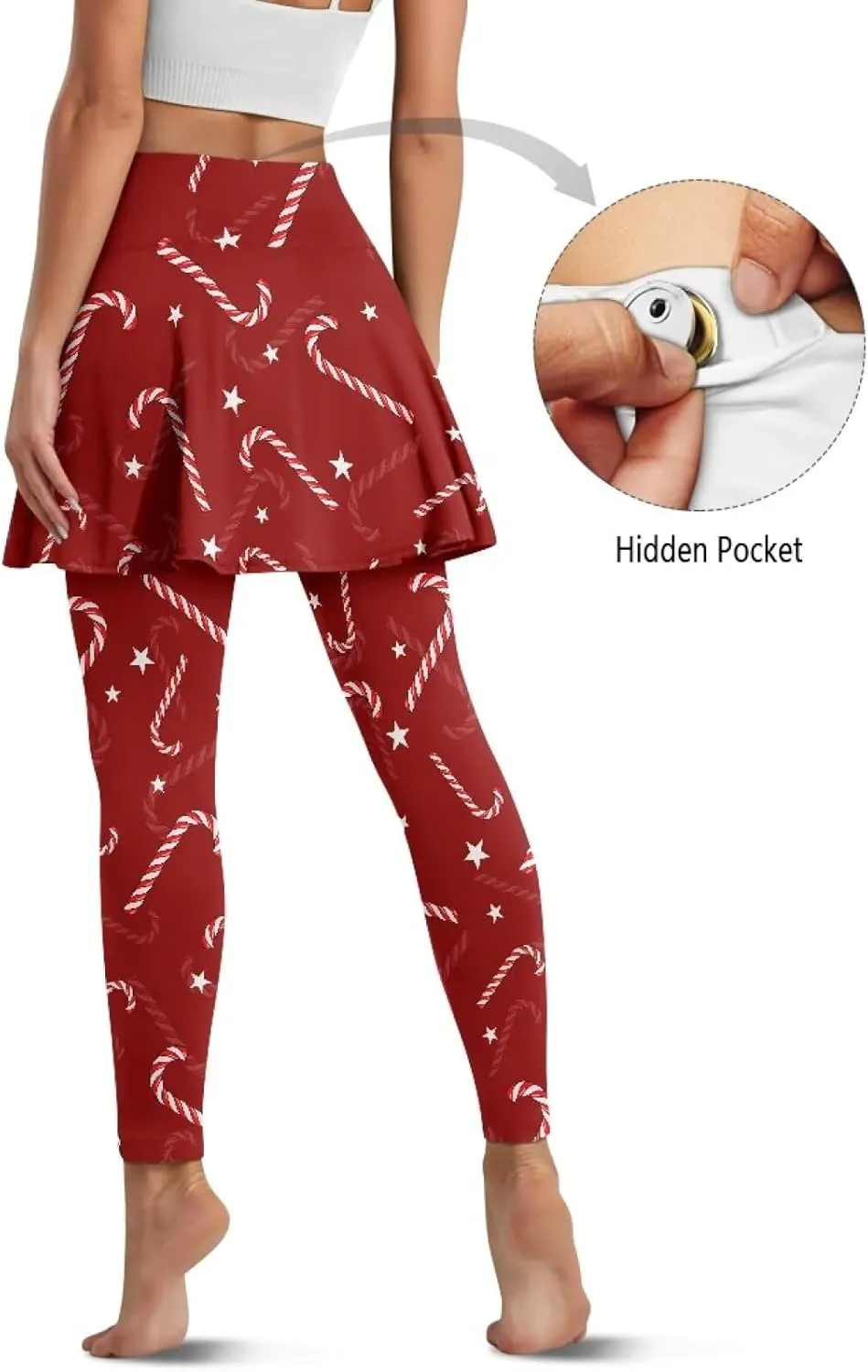 Biyejit Women Tennis Skirted Leggings with Pockets, Yoga Leggings with Skirts Athletic Golf Skapri with Skirt