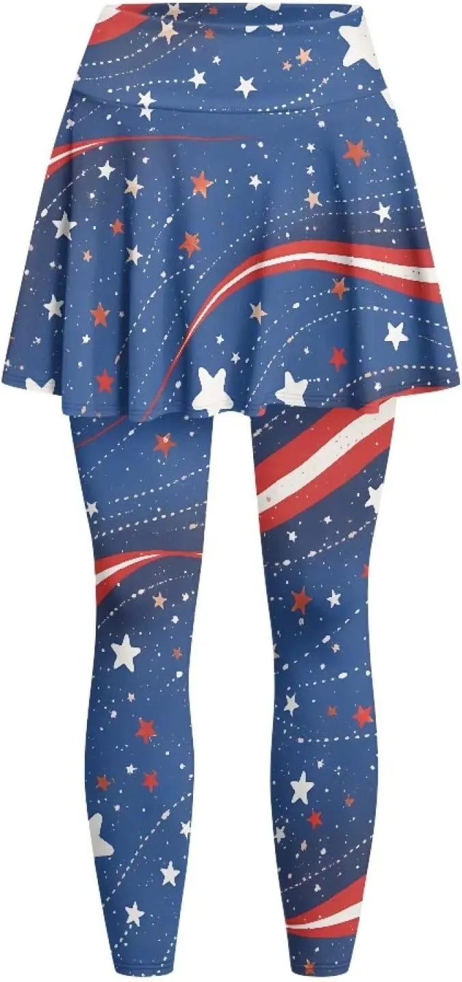 Biyejit Women Tennis Skirted Leggings with Pockets, Yoga Leggings with Skirts Athletic Golf Skapri with Skirt