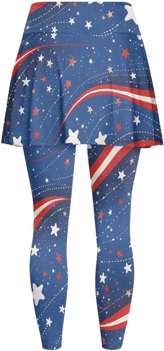 Biyejit Women Tennis Skirted Leggings with Pockets, Yoga Leggings with Skirts Athletic Golf Skapri with Skirt