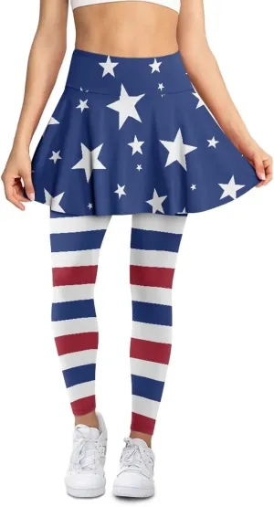 Biyejit Women Tennis Skirted Leggings with Pockets, Yoga Leggings with Skirts Athletic Golf Skapri with Skirt