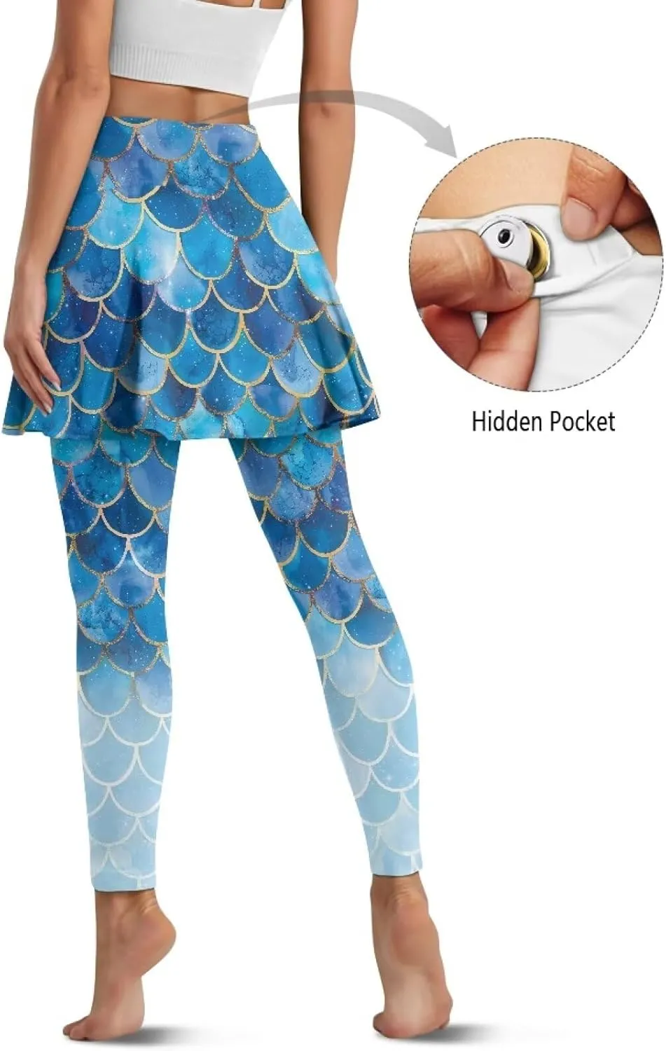 Biyejit Women Tennis Skirted Leggings with Pockets, Yoga Leggings with Skirts Athletic Golf Skapri with Skirt