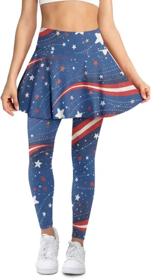 Biyejit Women Tennis Skirted Leggings with Pockets, Yoga Leggings with Skirts Athletic Golf Skapri with Skirt