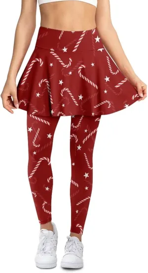 Biyejit Women Tennis Skirted Leggings with Pockets, Yoga Leggings with Skirts Athletic Golf Skapri with Skirt