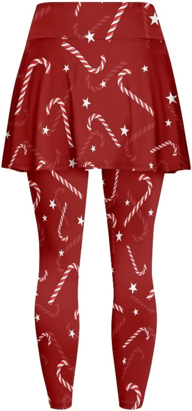 Biyejit Women Tennis Skirted Leggings with Pockets, Yoga Leggings with Skirts Athletic Golf Skapri with Skirt