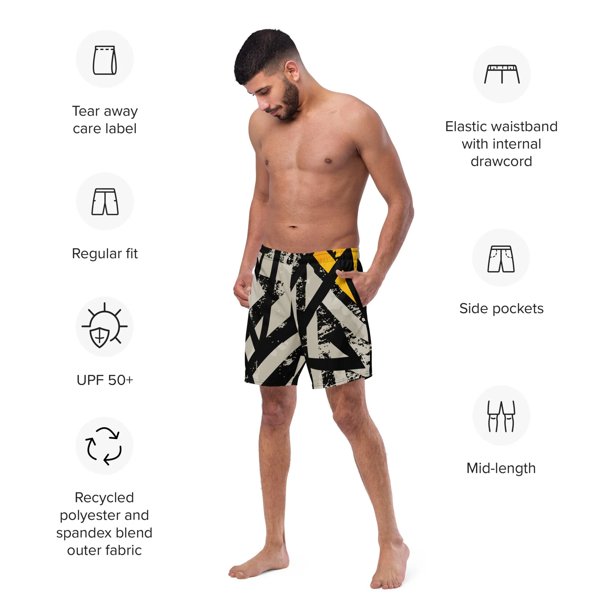 Black and Gold Men's swim trunks
