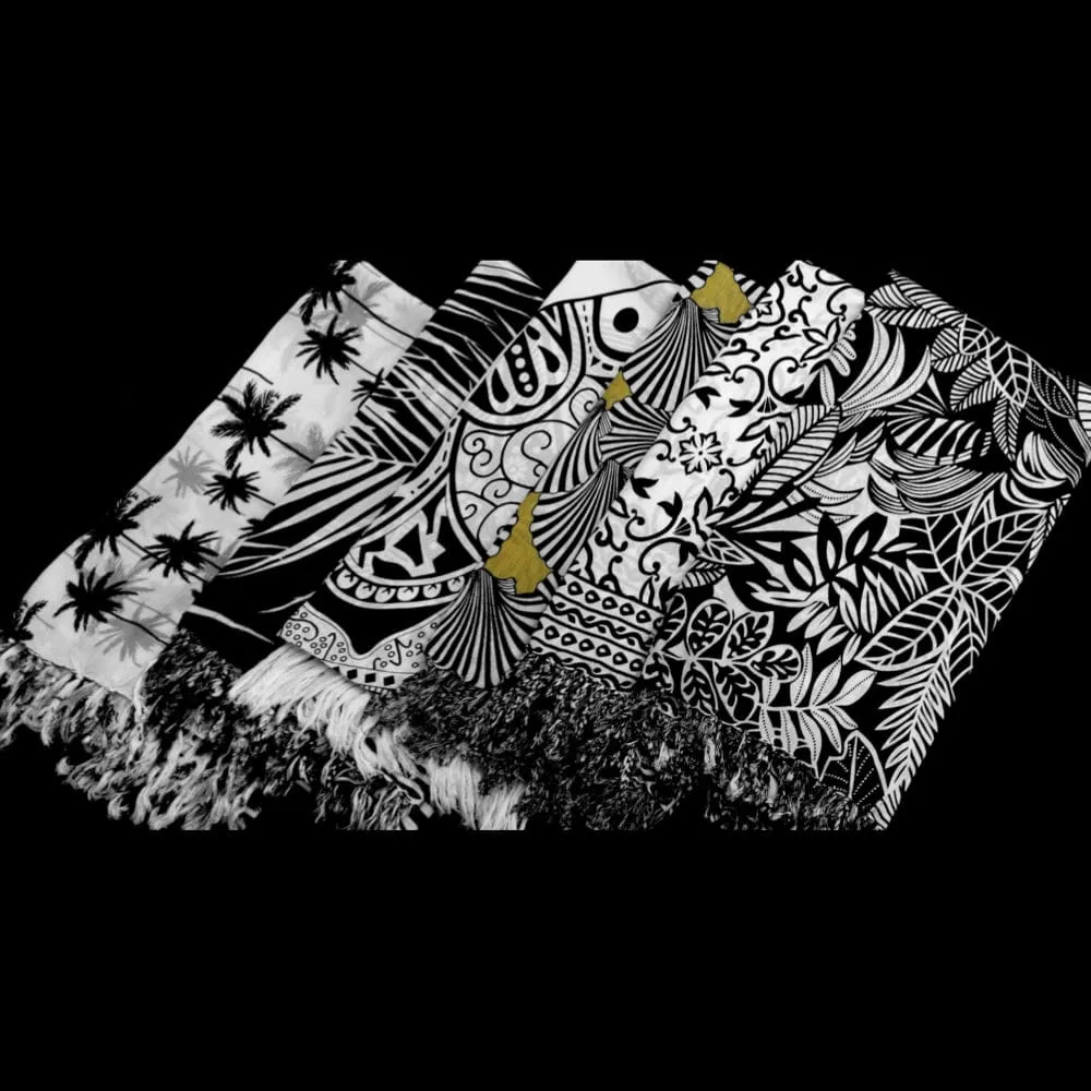 Black and White Tropics Sarongs