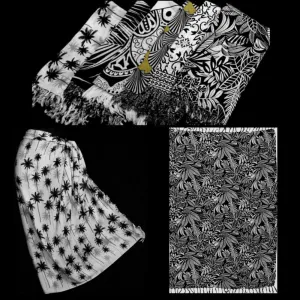 Black and White Tropics Sarongs