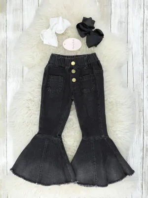 Black Denim High Waisted Bell Bottoms