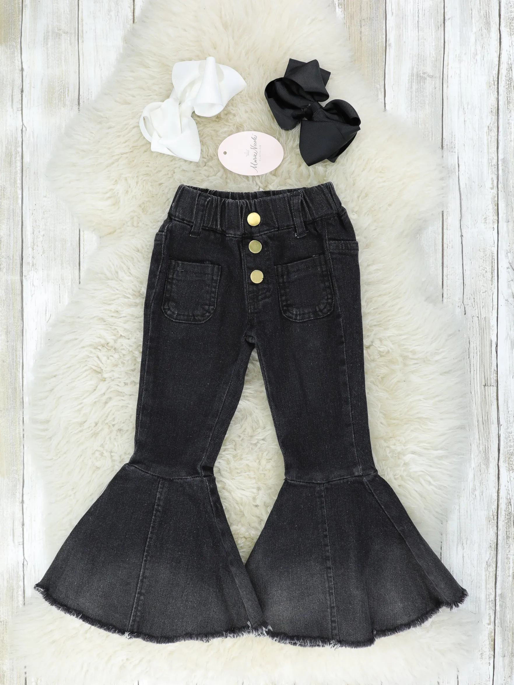 Black Denim High Waisted Bell Bottoms