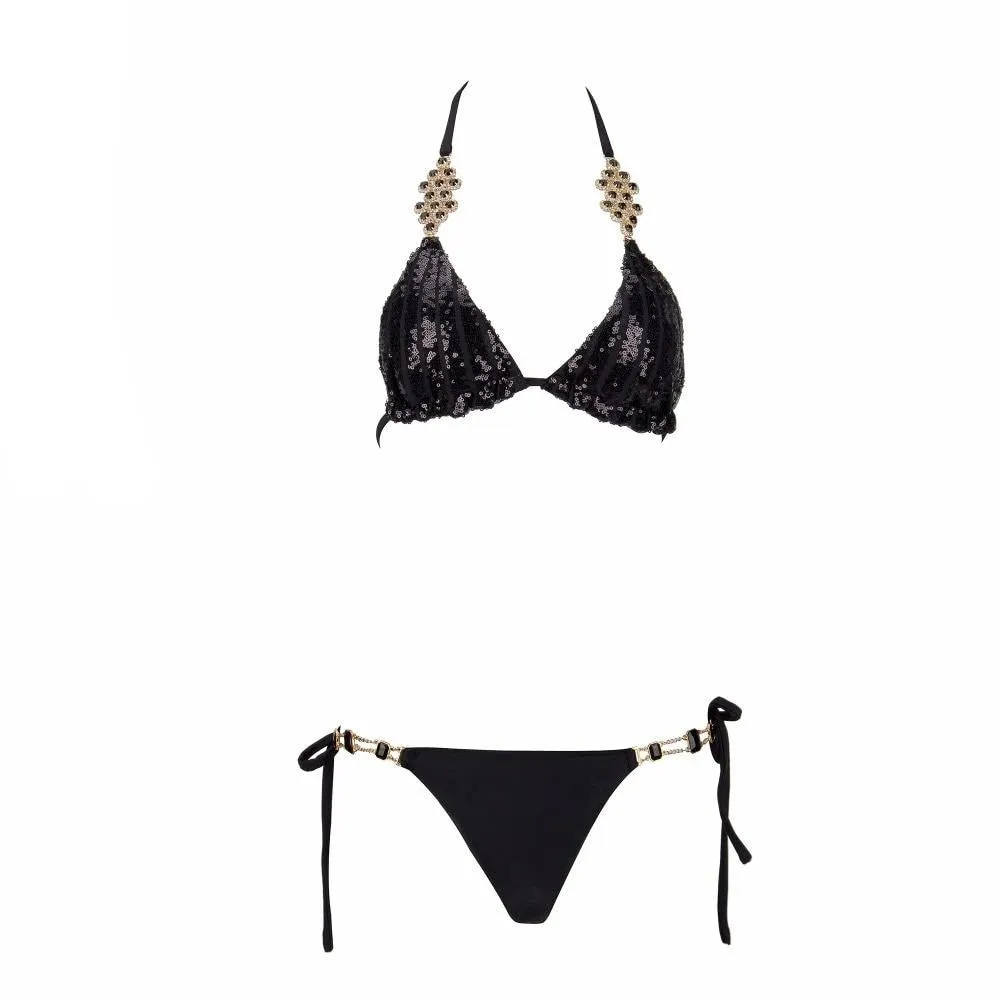 Black Diamond Sequin Two-Piece Bikini Set