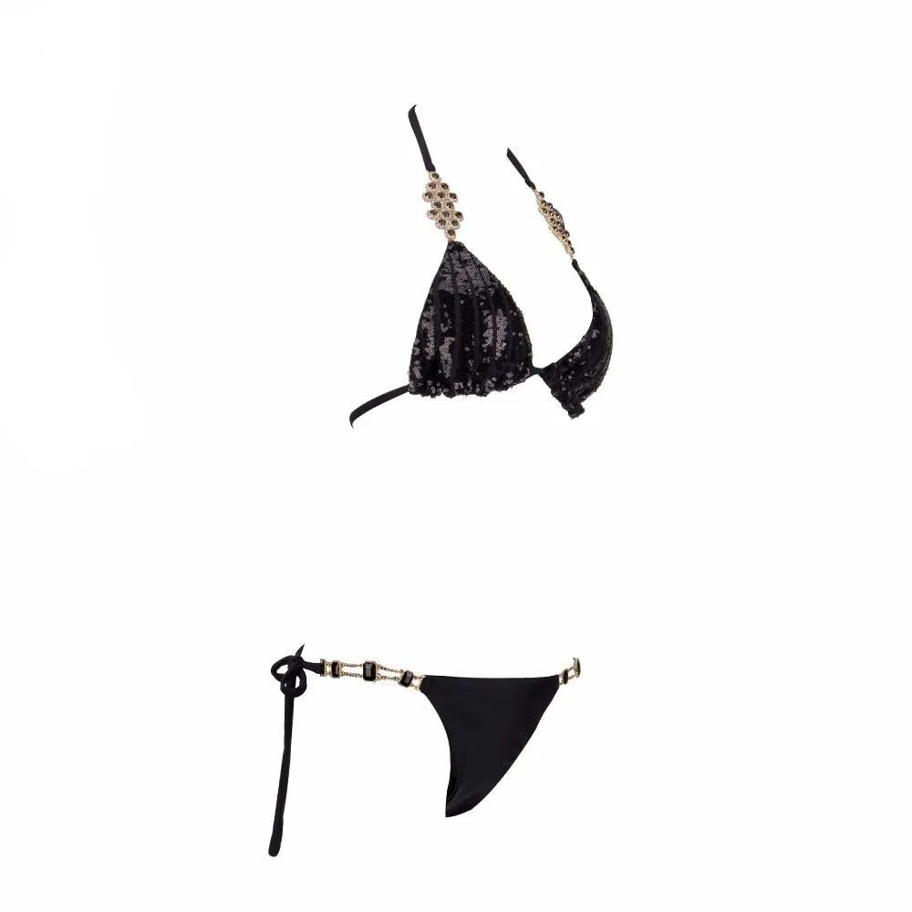Black Diamond Sequin Two-Piece Bikini Set