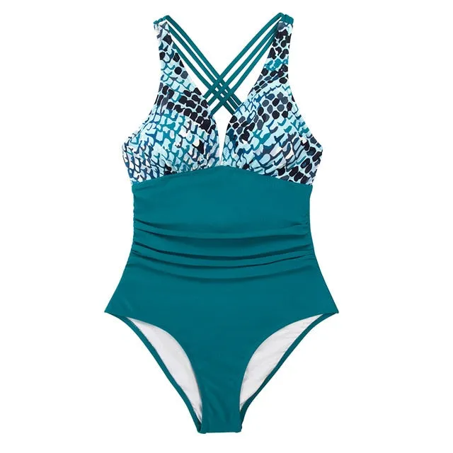 Black Leopard V-neck Swimsuit