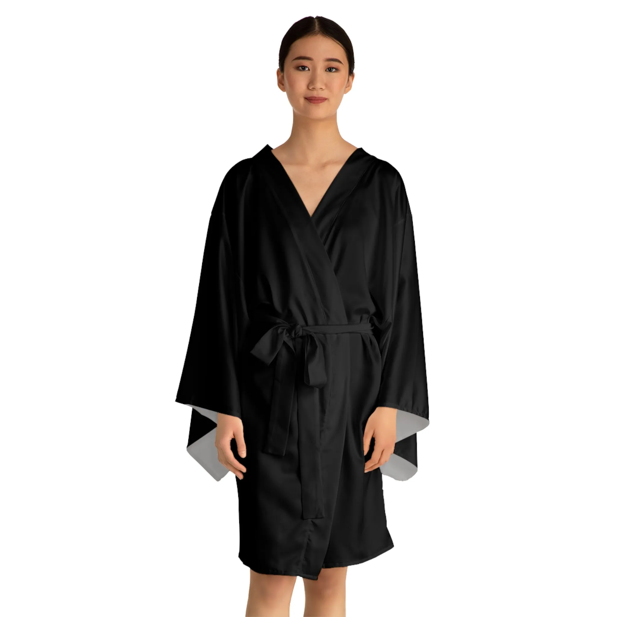 Black Long Sleeve Kimono Robe