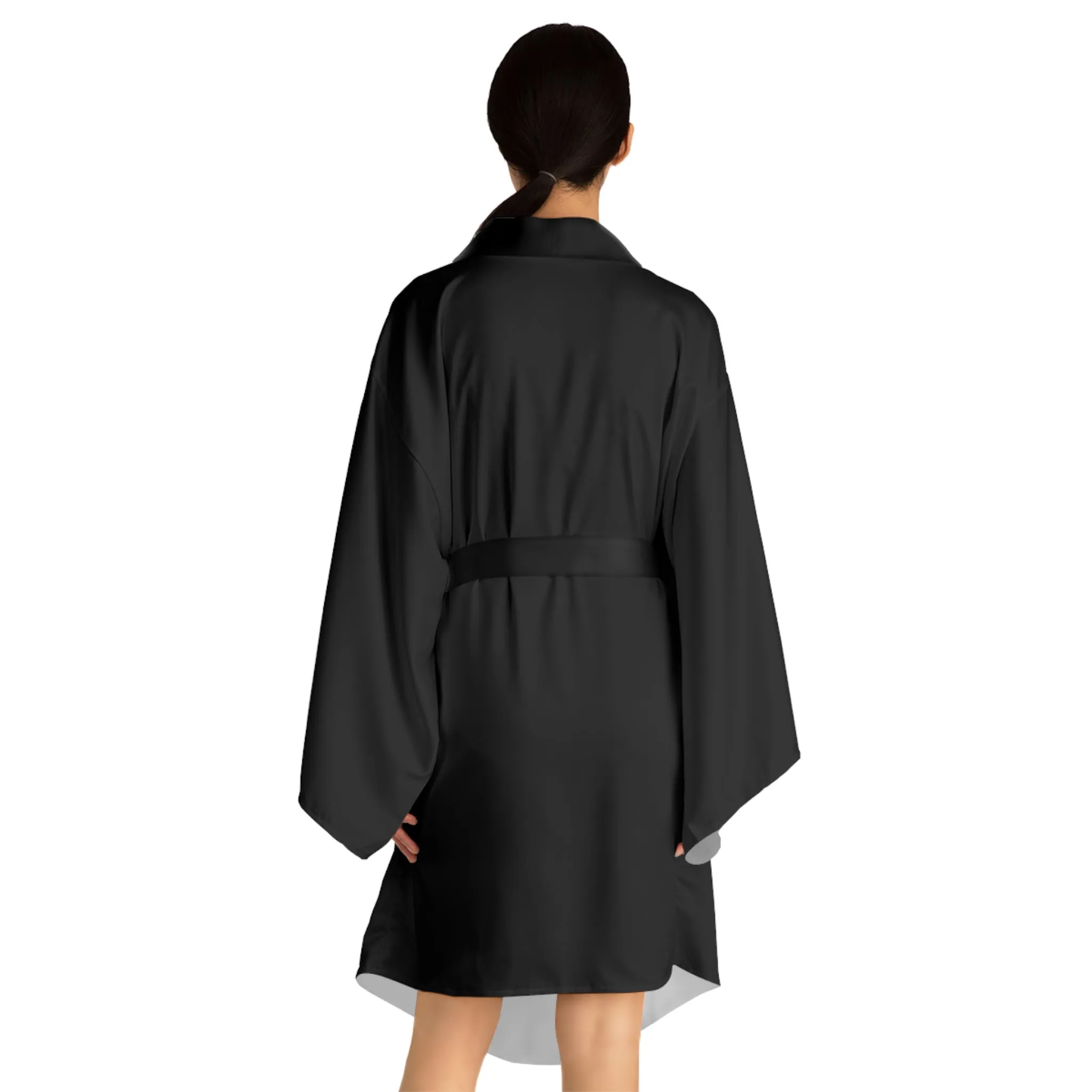 Black Long Sleeve Kimono Robe
