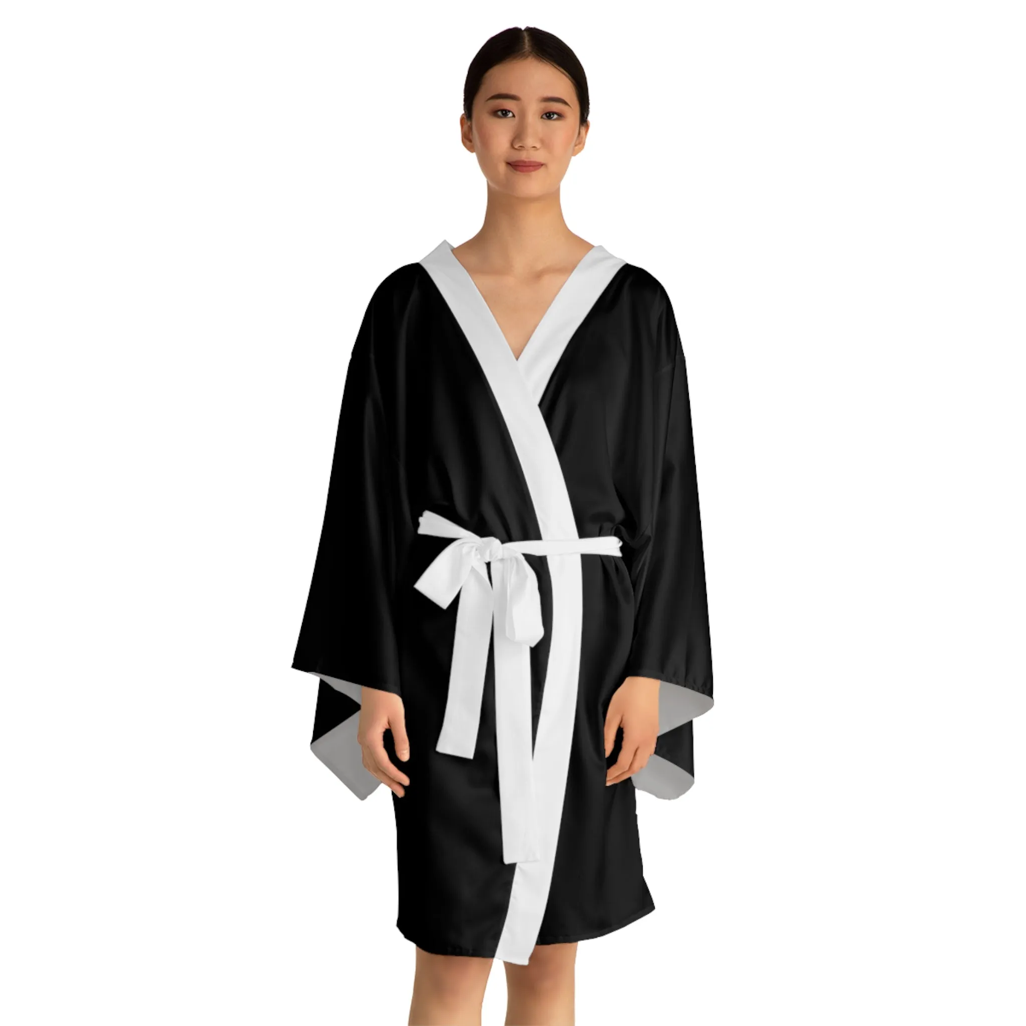 Black Long Sleeve Kimono Robe