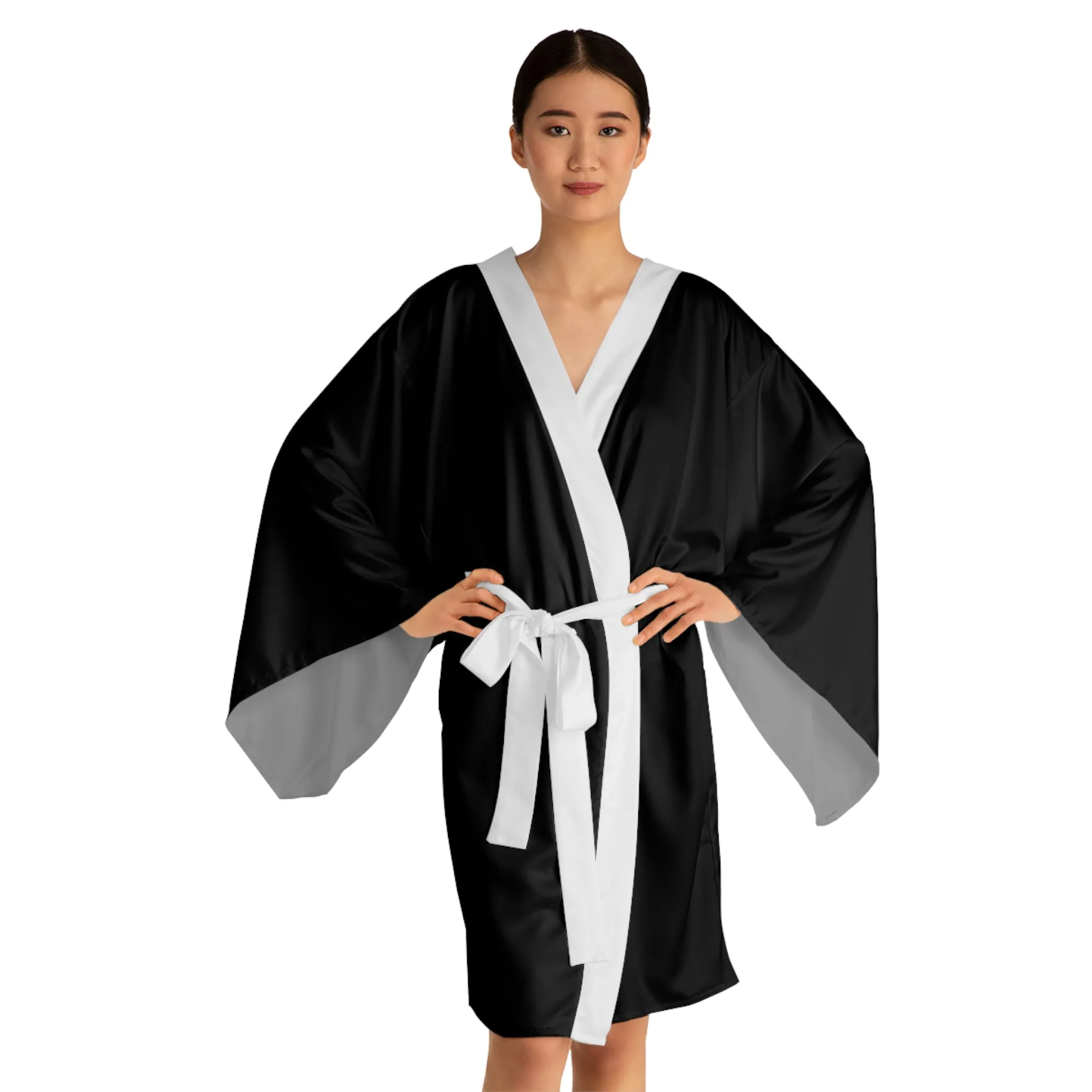 Black Long Sleeve Kimono Robe