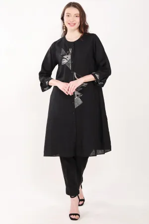 Black Sequins Embroidered Tunic
