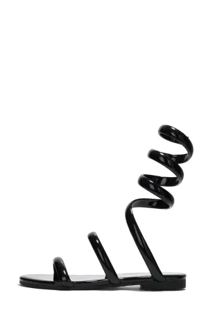 Black Spiral Wrap Around Sandals