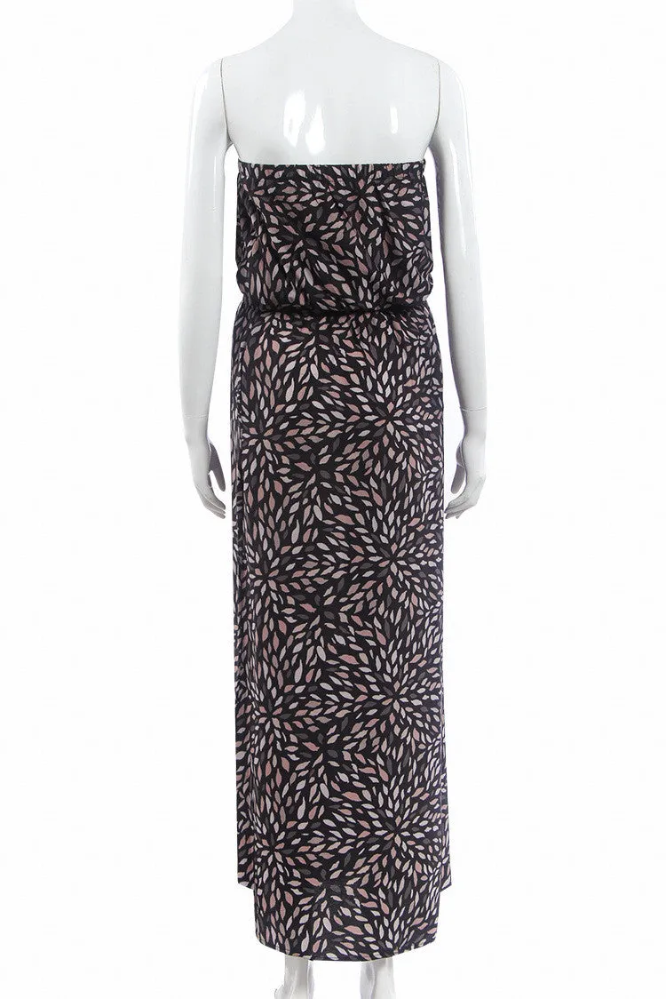 Black Strapless Print Long Beach Dress