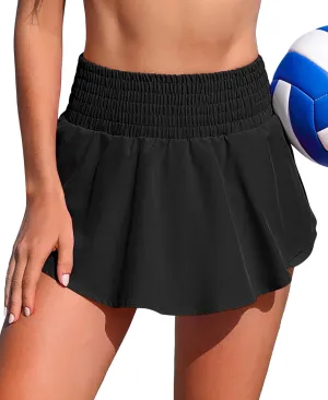 Black Swim Shorts for Women High Waisted Swim Bottoms Quick Dry Tummy Control Swim Shorts with Pocket Size M